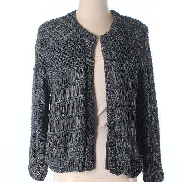 H&M gray twist knit boho jacket size 6 - Picture 6 of 7